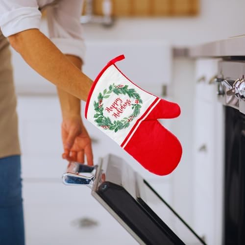 6-Piece Happy Holidays Kitchen Set, 2 Towels 2 Pot Holders Oven Mitt