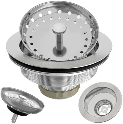 Kitchen Sink Drain Assembly, 3-1/2 Inch, Brushed Stainless Steel