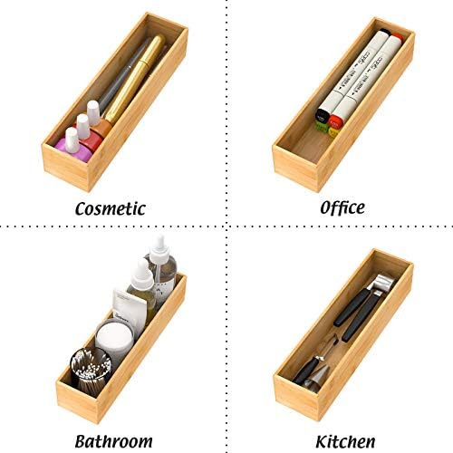 Bamboo Kitchen Drawer Organizer 12"x 3", Storage Box for Utensil