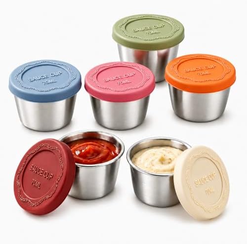 2.4 oz Stainless Steel Dressing Containers with Silicone Lids Set of 6