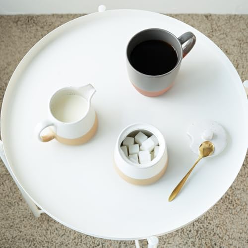 Bosmarlin Ceramic Sugar and Creamer Set, Sugar Bowl with Lid and