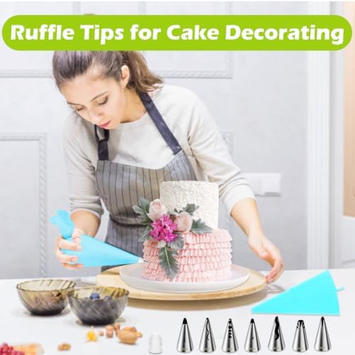 Suuker Ruffle Piping Tips Set, 9-Piece, with Bag