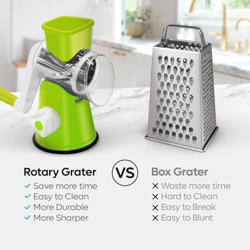 3-in-1 Rotary Cheese Grater with Suction Base