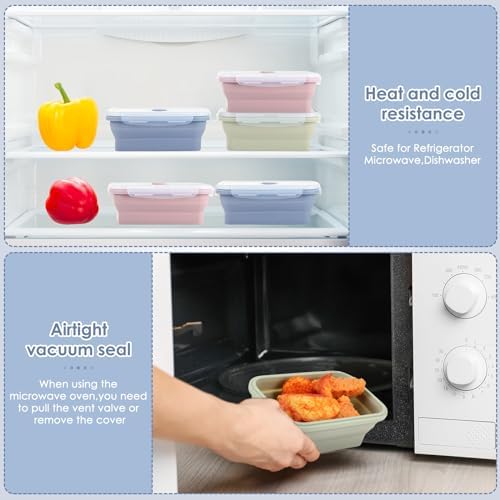 Mifoci 6 Pcs Collapsible Food Storage Containers with Lid, Morandi