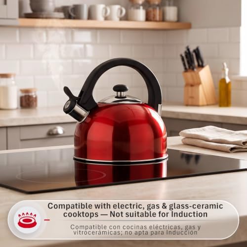 Magefesa Sabal Stainless Steel Whistling Tea Kettle, 2.1 Qt