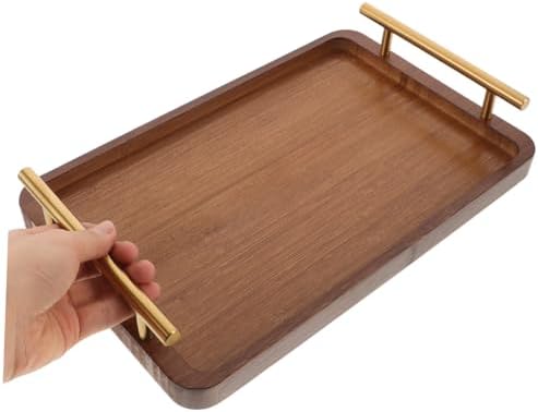 SOLUSTRE Wooden Serving Tray Rectangular Multi-Purpose Snack and Tea