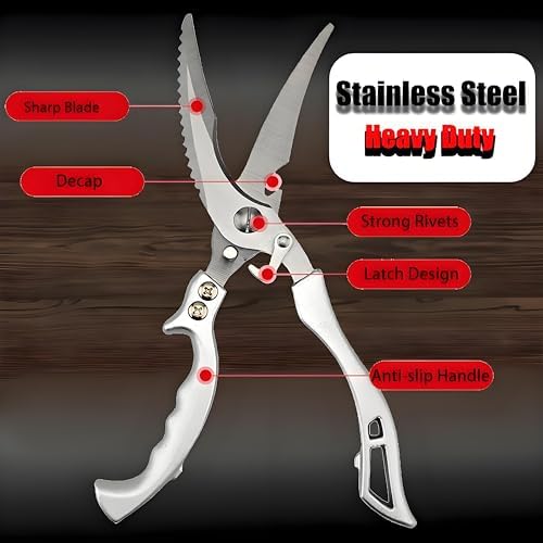 Heavy Duty Kitchen Scissors, Stainless Steel Poultry Shears with