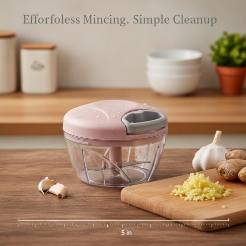 Garlic and Ginger Prep: Manual Pull-String Food Chopper with 500ml