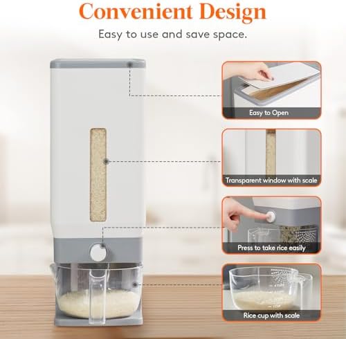 Lifewit Rice Container, 25 Lbs, with Dispenser