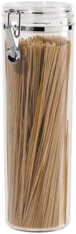 Oggi Tall Clear Plastic Canister with Clamp Lid, 58 oz - Large