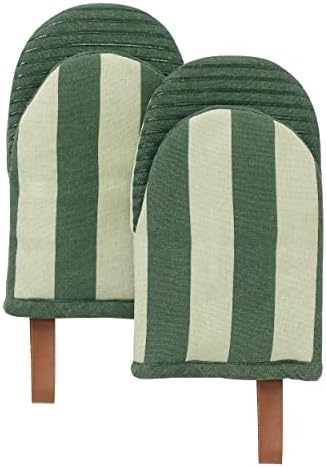 Folkulture Oven Mitts, Set of 2, Matcha Green, 5.75"x9"