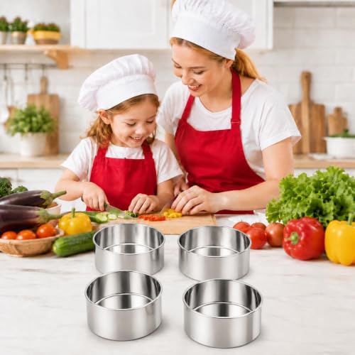 4 Inch Stainless Steel Cake Pans, 4 Pack Round Cake Baking Pans