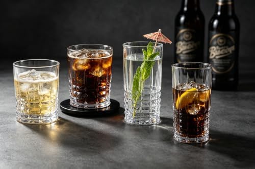 Drinking Glasses Set of 8, 12oz Rocks Glasses and 14oz Highball