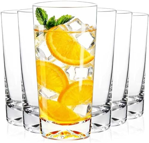 16 oz Drinking Glasses Set of 6 with Wide Mouth and Heavy Base