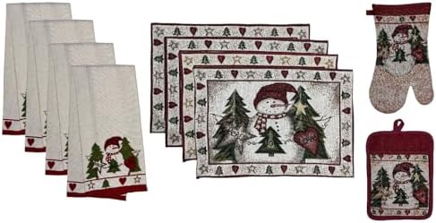 Set of 10, Christmas Tree, Snowman with Peace, Joy, Love Design