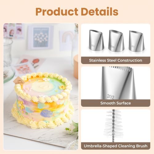 Extra Large Basketweave Piping Tips Set, Seamless, Cleaning Brushes