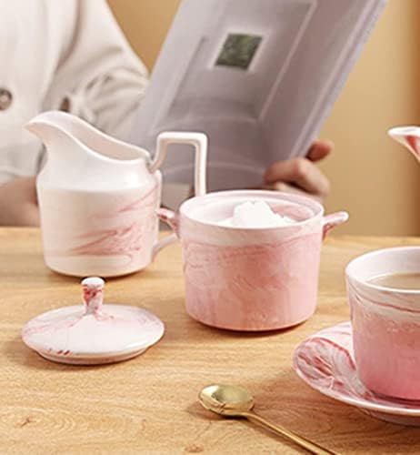 Marbling Ceramic Creamer Pitcher and Sugar Bowl Set,Coffee Serving Set