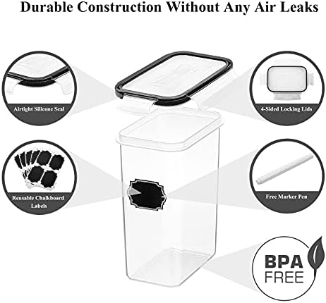 Wildone Airtight Food Storage Containers with Lids, 14PC Plastic Kitchen Storage Containers for Pantry Organization and Storage, Cereal, Flour and Sugar Containers, Include 20 Labels & Pen