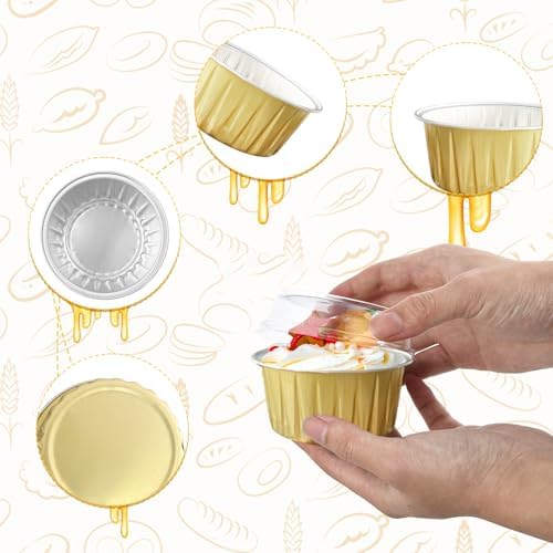 200Pcs Round Aluminum Baking Cake Pans with Clear Plastic Lids, Foil