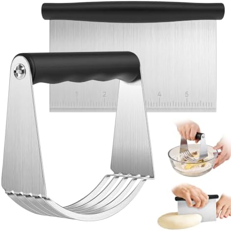 USLAI Large Pastry Blender & Bench Scraper Set, Heavy Duty, 4 Inch