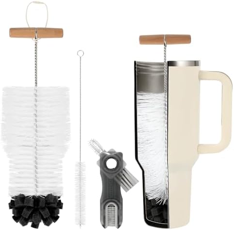 3 PCS Bottle Clean Brush Set, Long Wooden Handle Bottle Cleaner Brush
