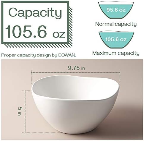 DOWAN Large Mixing Bowls, Ceramic Serving Bowls, 3.2 Quart Deep Salad