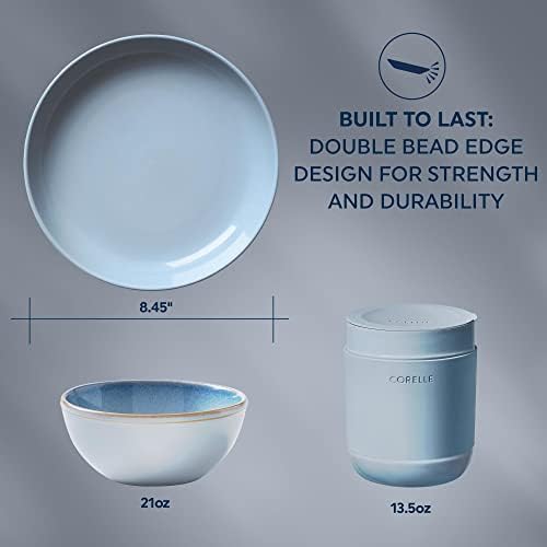 Corelle Stoneware Dinnerware Set, Handmade Reactive & Solid Glazed