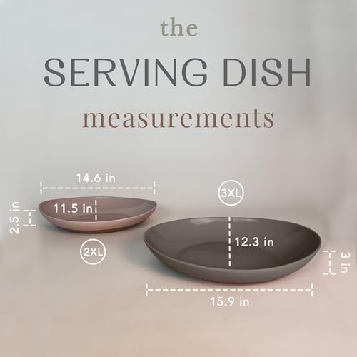 Mora Ceramic Large Serving Bowls- Set of 2 Oval Platters for Entertaining. Modern Kitchen Dishes for Dinner, Fruit, Salad, Turkey, etc. Oven, Dishwasher Safe, 110/80 oz, 16" / 14.6" - Neutrals