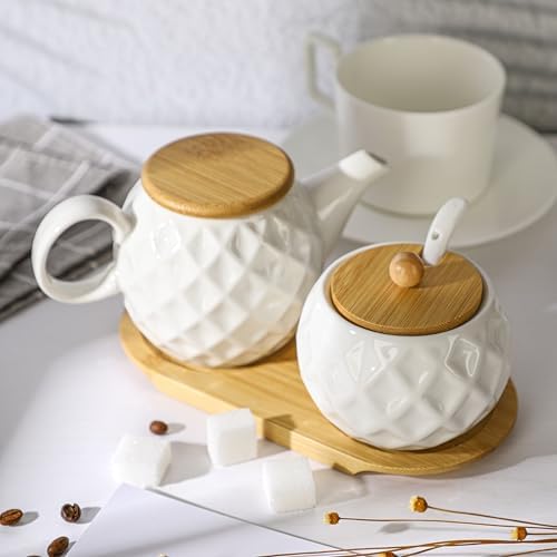 Ceramic Creamer & Sugar Sets,12oz Cream Pitcher, 7.5oz Sugar Bowl with