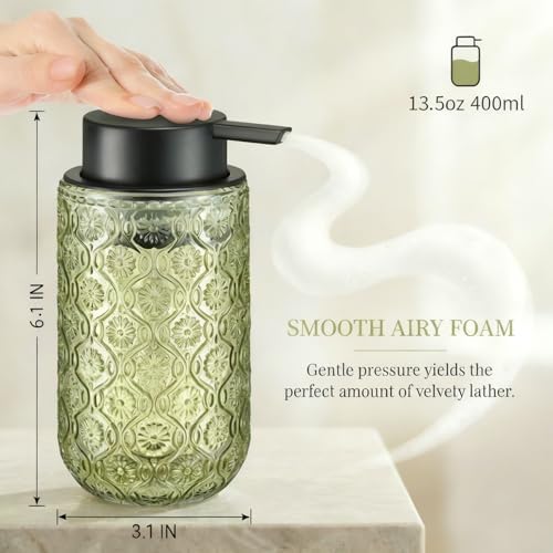 Green Glass Foaming Hand Soap Dispenser