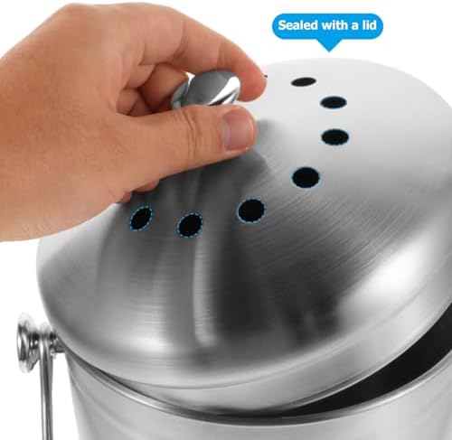 Stainless Steel 5L Compost Bin with Lid