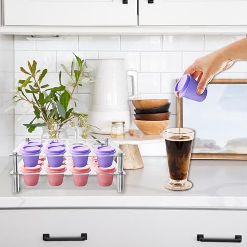 2 pack K Cup Drawer Organizer, Acrylic 12 Slots Flat Countertop Coffee Pod Holder, Clear K Cup Organizer Tray for Office & Kitchen