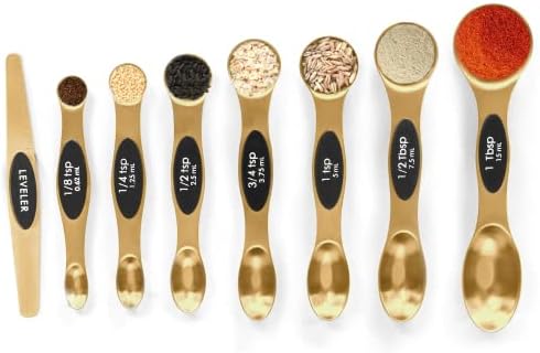 Magnetic Measuring Spoons Set Stainless Steel with Leveler, Stackable