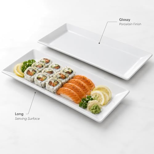 12 Inch White Porcelain Rectangular Serving Platters Set of 4