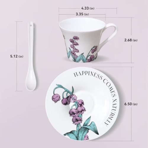 Tea Cup Set With 2 Tea Cups 2 Saucers And 2 Spoon 7 OZ Espresso Coffee