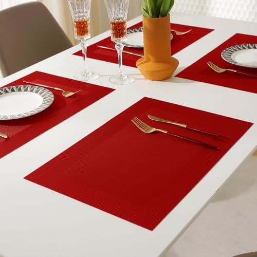 Vinyl Placemats Heat-Resistant Table Mats Washable Easy Clean Plastic