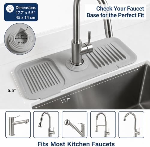 Kitchen Faucet Mat for Kitchen Sink, Silicone Splash Guard