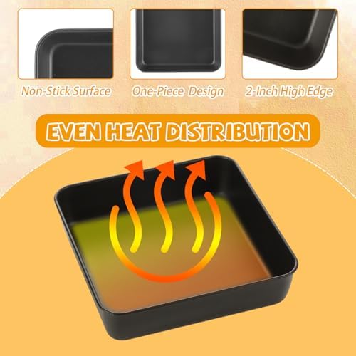 8x8 Baking Pan Set of 2, Nonstick Brownie Cake Baking Pans