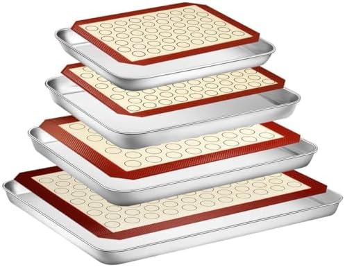 Stainless Steel Baking Sheet with Silicone Mat Set