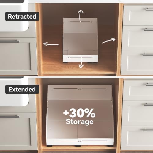 Pull Out Cabinet Organizer 15.8"-23"D&12.5"-21"W Raised Walls White