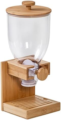 Honey-Can-Do Compact Dry Food Dispenser, Single Control & Snack Storage Container for Countertop or Pantry, Bamboo
