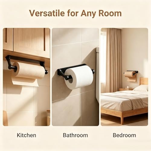 Matte Black Aluminum Under-Cabinet Paper Towel Holder