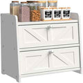 Bread Box for Kitchen Countertop, Double Layer Wooden Breadbox, Large Capacity Bread Storage Bin, Homemade Bread Storage Container, Farmhouse Breadbox Organizer, White