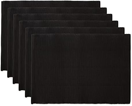 DII Basic Everyday Ribbed Tabletop 100% Cotton, Placemat Set, 13x19