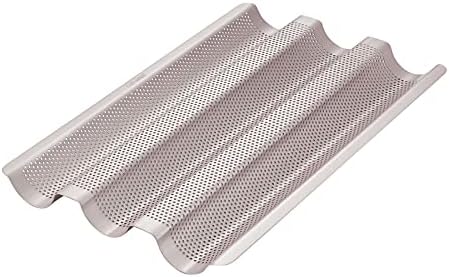 CHEFMADE Perforated Baguette Pan, 15-Inch 3 Wave Loaves Non-Stick