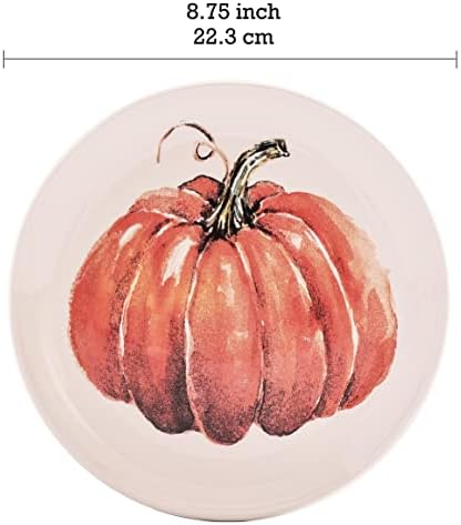 Bico Pumpkin Feast Salad Plates Set of 4, 8.75 Inch Ceramic Dessert
