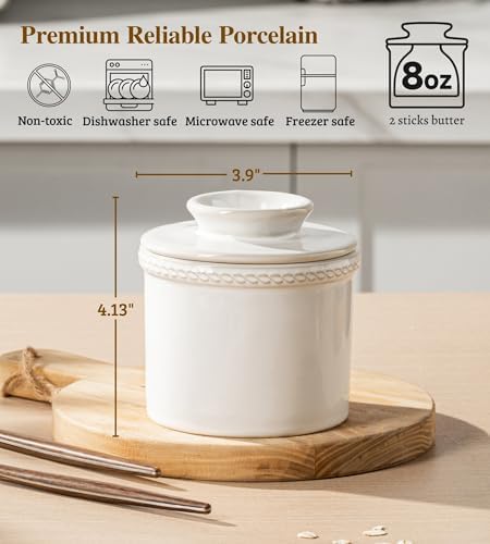 French Butter Crock, Butter Keeper for Counter, 8OZ/2 Sticks