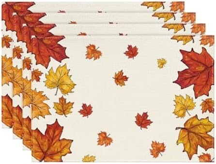 Artoid Mode Maple Leaves Fall Placemats Set of 4-12 x 18 Inch