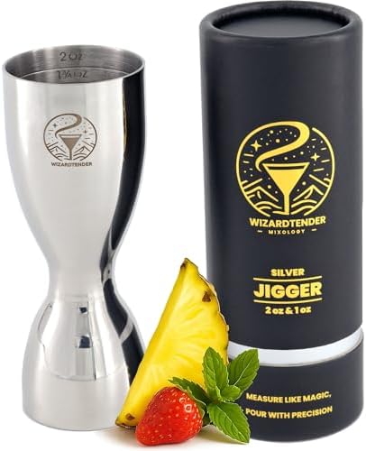 Cocktail Jigger for Bartending, Bar Jigger 2 oz 1 oz, Silver Jiggers