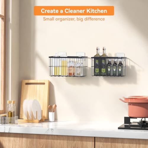 FAMNONE 2-Pack Adhesive Cabinet Door Organizer, 5.9" Inside Cabinet